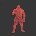 Shirtless Muscular Man in Boxing Stance Wearing Black Shorts and Gloves