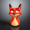 Cute Red Fox 3D Model With Green Eyes Black Ears And Smiling Expression 3d model