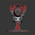 Red And Black Mechanical Weapon Tool With Metal Structure Circular Components And Barrel 3d model