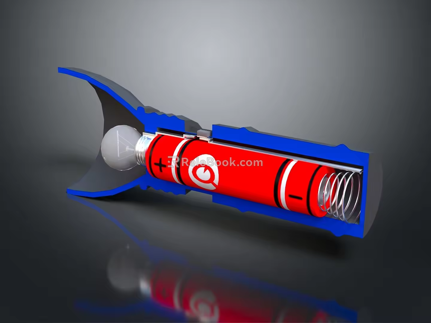 Modern flashlight spherical reflector flashlight structure 3d model