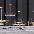 Modern Interior Design With Elegant Chandeliers Featuring Glass And Gold Details