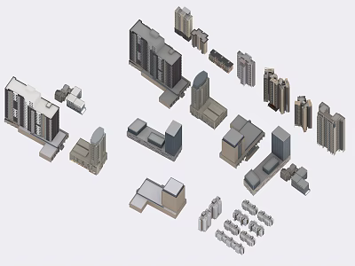 Modern Urban Building Complex Featuring Diverse Architectural Designs And High Rise Structures 3d model