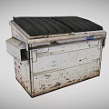 Public Outdoor Metal Trash Bin With Rusted Surface And Black Lid