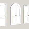 White Sliding Doors With Gold Handles Arched Rectangular Designs And Light Wall Background 3d model