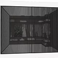 Modern Wooden Wardrobe Interior With Hanging Clothes Folded Garments And Mirror