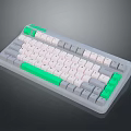 Modern Stylish Electronic Keyboard With Gray White Green Keycaps And Sleek Design