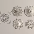 Ornate Ceiling Light Plates With Various Intricate Patterns And Decorative Designs 3d model