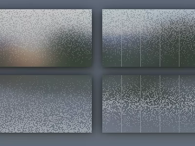 Four Panel Abstract Digital Pixelated Textured Patterns On Gray Background 3d model