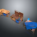 Versatile Functional Tables With Wooden Construction Blue Storage Bins And Tool Placement Areas