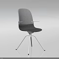 Modern Light Gray Fabric Office Chair With Armrests And White Base