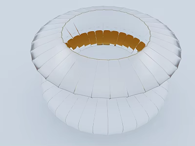 Modern Round Chandelier With White Fan Shaped Panels And Golden Inner Ring Design 3d model