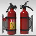 Red Fire Extinguishers As Essential Fire Safety Equipment With Mounting Brackets 3d model