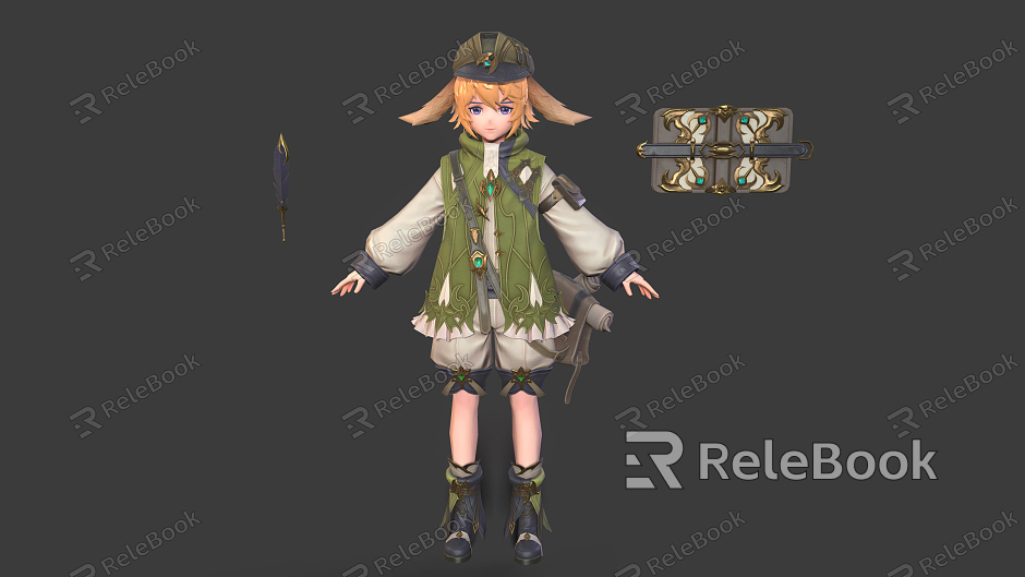 Modern game character long-eared teenager model