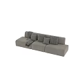 Modern Gray Three Seater Sofa with Soft Cushions and Throw Blanket 3d model