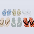 Plaid Patterned And Solid Color Flip Flops In Various Hues For Casual Use