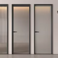 Modern Poliform Hinged Doors With Black Frames And Glass Panels 3d model