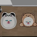 Cute Panda and Bear Shaped Carpets with Cartoon Faces for Home Wooden Floor Decor