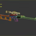 Modern Sniper Rifle With Orange Stock Scope And Black Silver Body Design
