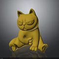 Yellow Cat Shaped Decorative Furniture Accessory With Grumpy Expression And Sitting Pose 3d model