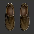 Brown Casual Shoes with Side Zipper Design and Suede Upper White Soles