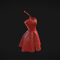 Elegant Red Diamond Quilted Halter Neck Dress with Flared Skirt Style