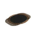 Modern Stylish Circular Rug With Radial Black White Brown Stripes And Symmetrical Pattern