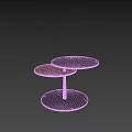 Modern Side Table With Two Circular Tops And Black Metal Base 3d model