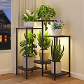 Living Room Interior Design With Multi tiered Metal Plant Stand And Assorted Green Plants