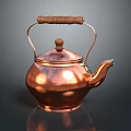 Classic Copper Teapot With Wooden Handle And Retro Design For Daily Use Appliance