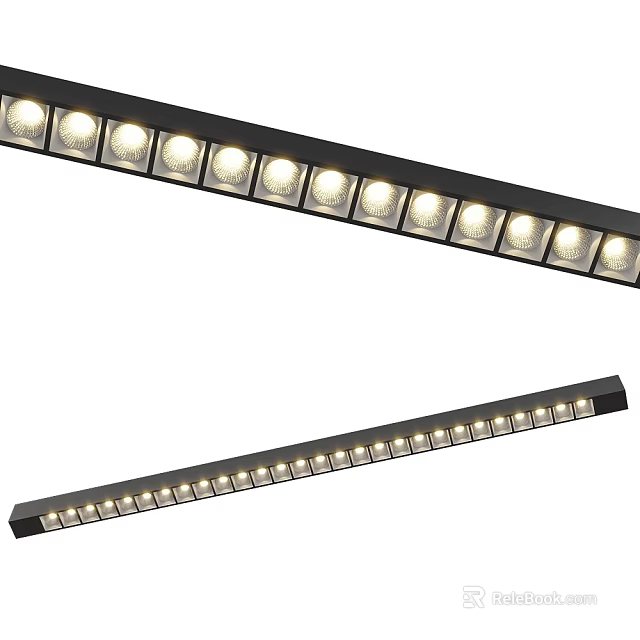 Linear LED Grille Light with Bright LED Beads and Slim Black Frame for Ceiling Lighting 3d model 