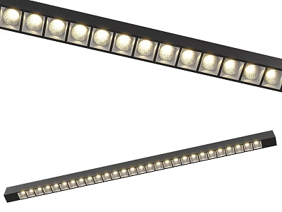 Linear LED Grille Light with Bright LED Beads and Slim Black Frame for Ceiling Lighting 3d model