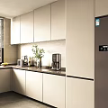Modern Kitchen Interior With White Cabinets Window Countertop Appliances And Bright Lighting