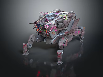 Detailed Sci Fi Mechanical Creature Character With Armored Four Legged Design 3d model
