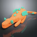 Orange Plush Dragon Toy With Green Wings Spikes Ears And Soft Texture