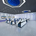 Modern Monitoring Control Room Featuring Multiple Computer Screens And Large China Map