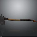 Traditional Metal Axe Weapon With Wooden Handle Wrapped Grip And Red End