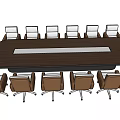 Modern Conference Table and Chair 3d model