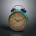 Vintage Turquoise Alarm Clock With Double Bells And Round Dial On Dark Background
