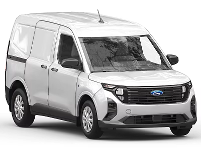 White Ford Cargo Van With Modern Exterior Design And Front View 3d model