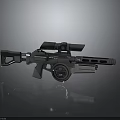 Futuristic Sci-Fi Rifle with Metallic Scope and Detailed Structure 3D Rendered Weapon Model 3d model