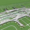 Modern Transportation Hub Architectural Design With Complex Roof And Surrounding Layout