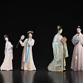Traditional Chinese Ancient Attire Figures With Historical Hairstyles And Accessories