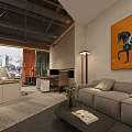 Modern Public Office Space With Glass Doors Wooden Walls Orange Accents Lighting And Green Plants
