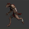 Muscular Fantasy Monster Game Character With Red Horns Sharp Fangs In Running 3D Model Design