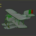 Vintage White Biplane Model With Red Green Tail And Wooden Frame
