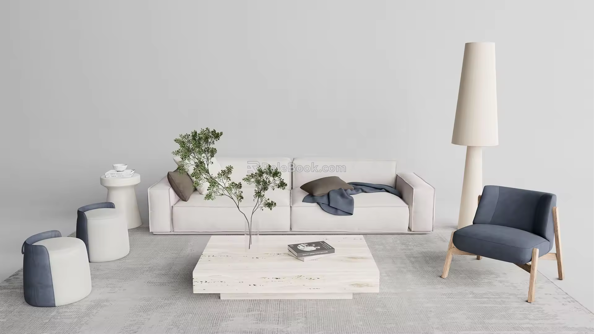 Nordic Sofa Coffee Table Combination 3d model