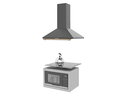 Modern Range Hood and Microwave Oven as Essential Kitchen Appliances for Home Kitchens 3d model