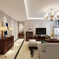 Modern TV Stand in Living Room with TV Decorations and Side Cabinet