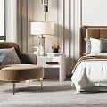 Elegant Modern Bedroom Interior With Sunburst Mirror Chandelier Upholstered Headboard Nightstands Table Lamps