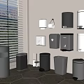 Modern Bathroom Accessories Set with Trash Bins Toilet Paper Holders Soap Dispensers and Brush Holders
